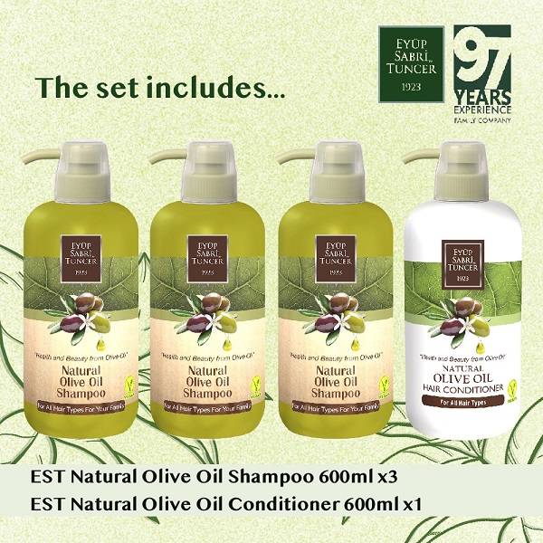 Eyup Sabri Tuncer Natural Olive Oil Shampoo & Conditioner Set 600ml (+ FREE Gift)