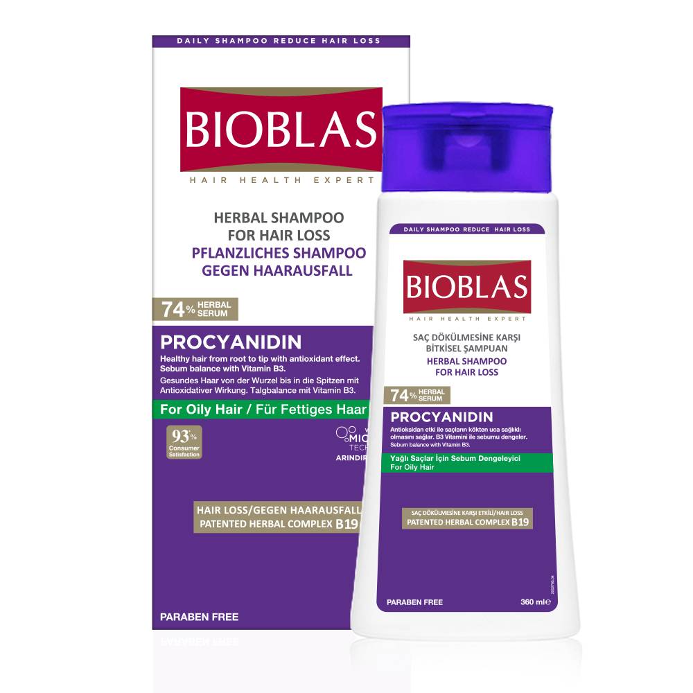 Bioblas Herbal Hair Loss Shampoo For Oily Scalp (Grapeseed Extract) 360 ml