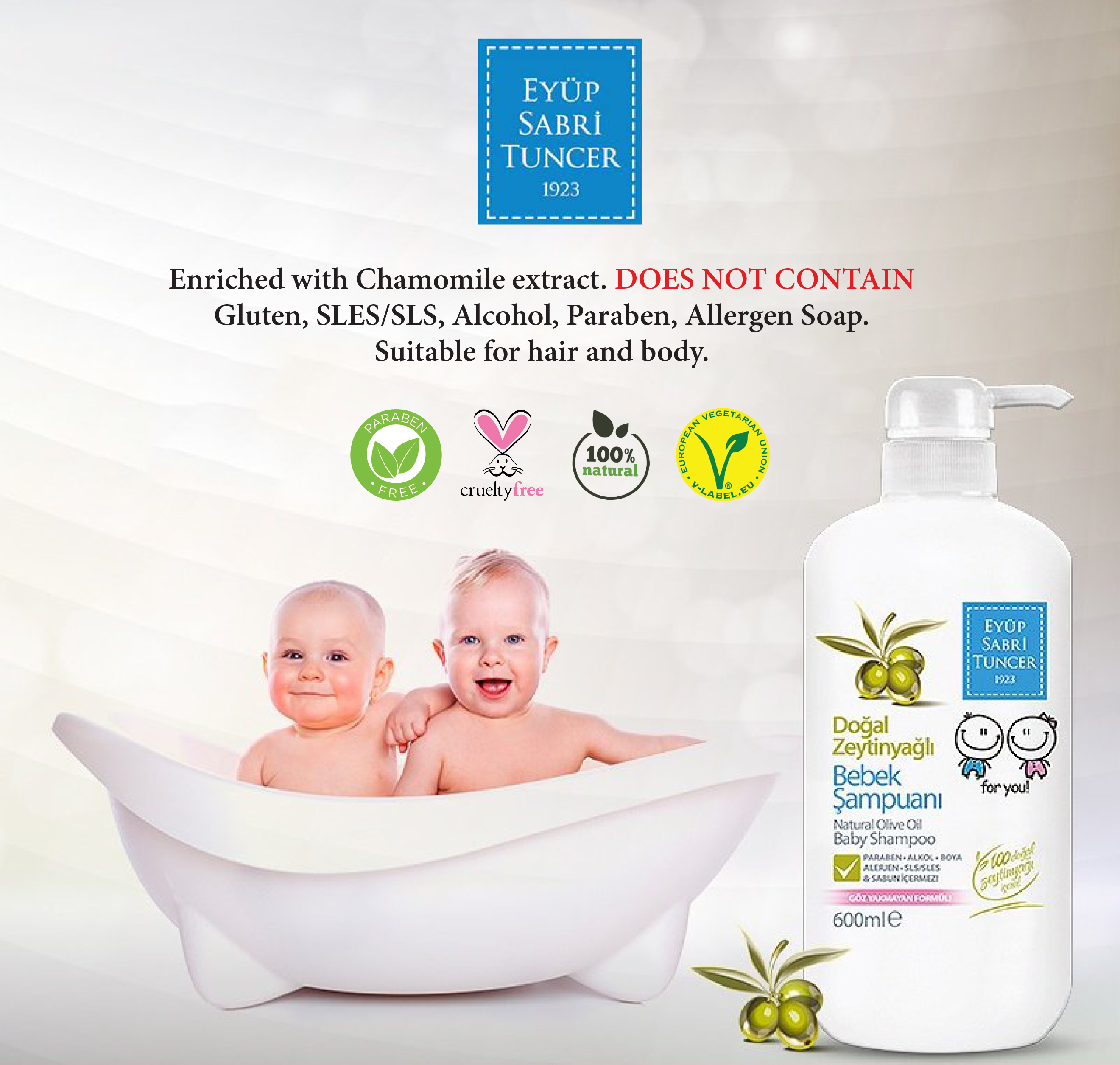 Natural Olive Oil Baby Shampoo 600ml